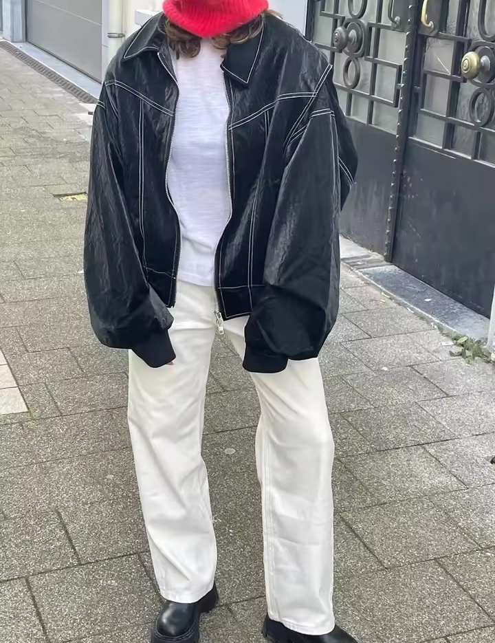 Women's Oversize leather jacket Black Jacket