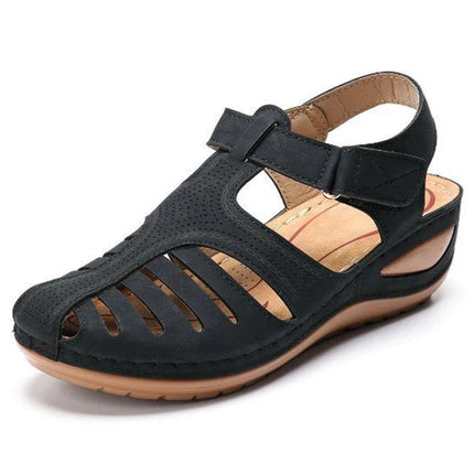 Irene™ - Classic Summer Wedge Sandals Black Sandals