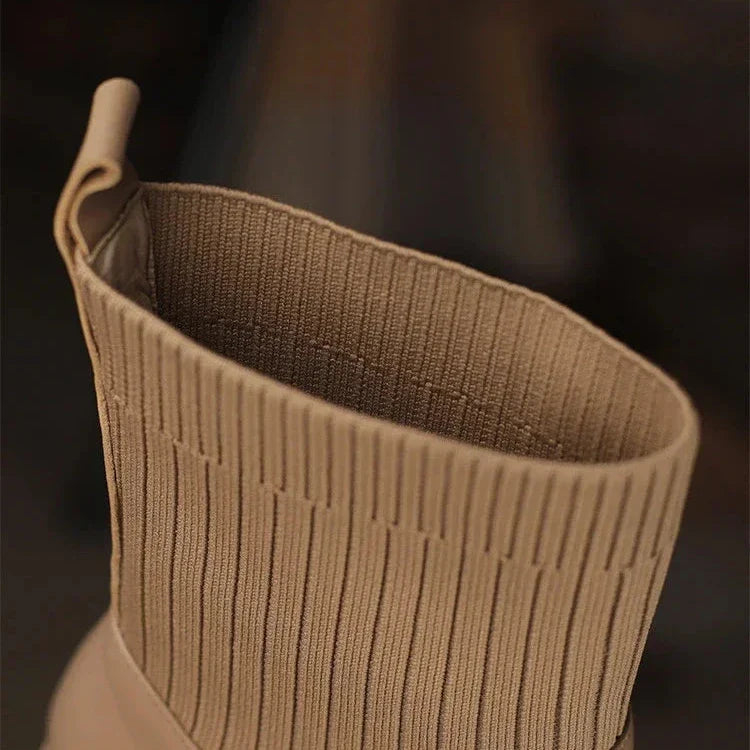 Sleeved Square Toe Boots Women's Footwear