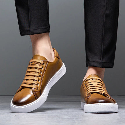 Franco™ - Comfortable Leather Sneaker Khaki