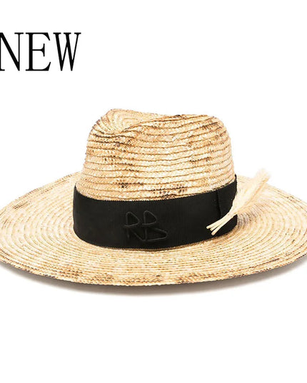 Handmade Straw Sun Hat with Metal Chain for Women style 3 54-58cm Hats