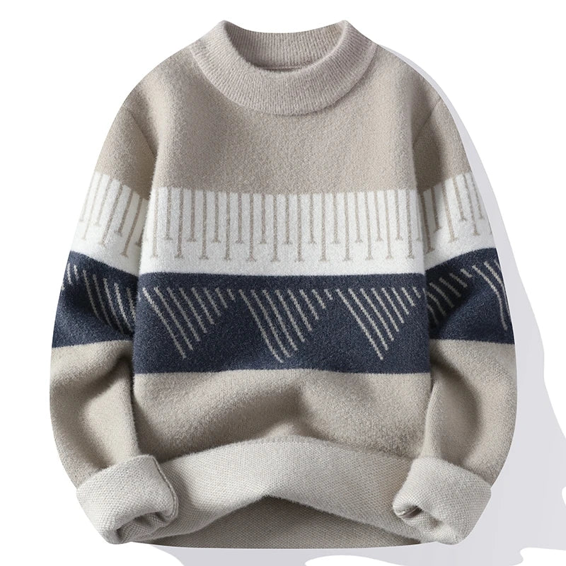 Patchwork Fashionable Knitted Sweater Khaki sweater