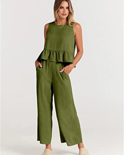 Amara™ | Casual Summer Co-ord Army green Two piece set