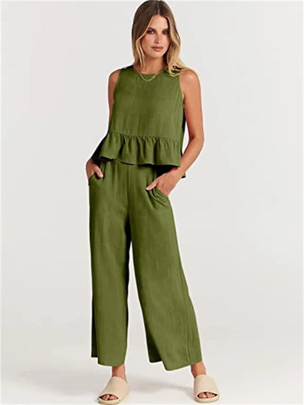 Amara™ | Casual Summer Co-ord Army green Two piece set
