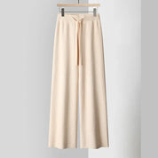 Capri Knit Trousers – Cashmere-Blend Wide-Leg Pants Apricot Trousers