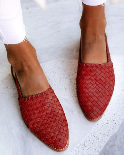 Elina Women's Elegant Low Heel Slip-On Loafers Red Sandals