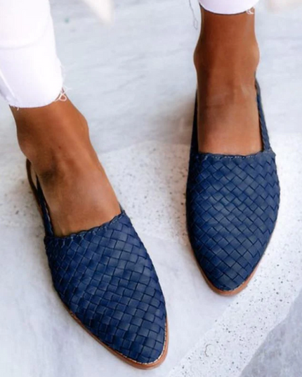 Elina Women's Elegant Low Heel Slip-On Loafers Blaue Sandals