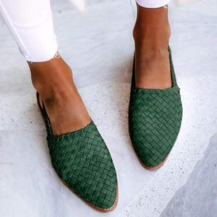 Elina Women's Elegant Low Heel Slip-On Loafers Green Sandals