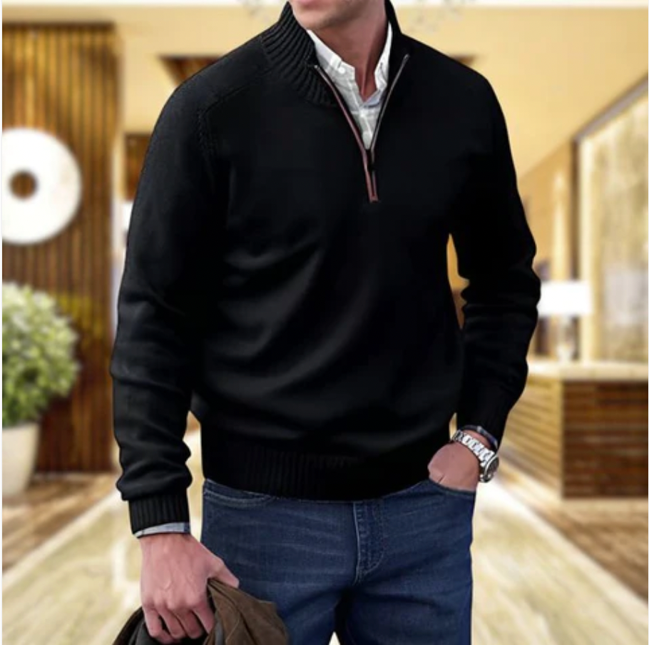 Men's Half Zipper Knit Sweater Casual Sweater