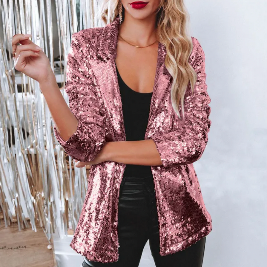 Women's Sequin Blazer Pink Blazer