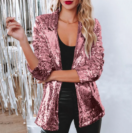 Women's Sequin Blazer Pink Blazer