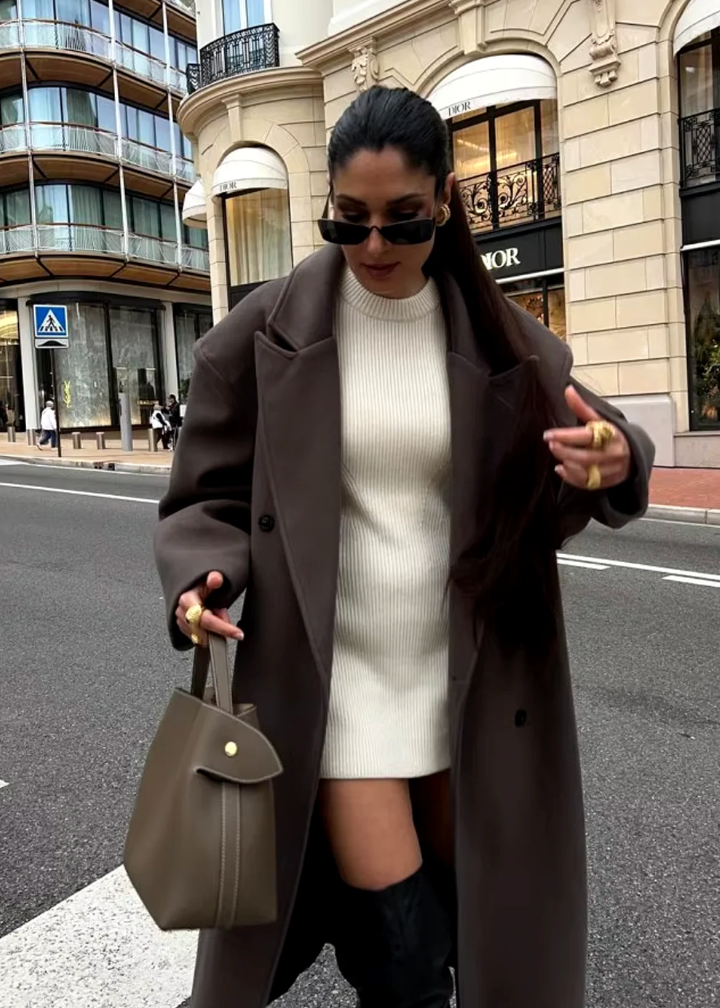 Classic Double-Breasted Long Coat Outerwear & Coats