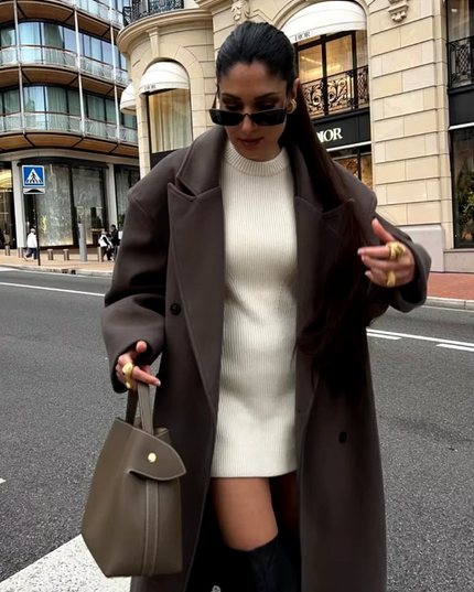 Classic Double-Breasted Long Coat Outerwear & Coats