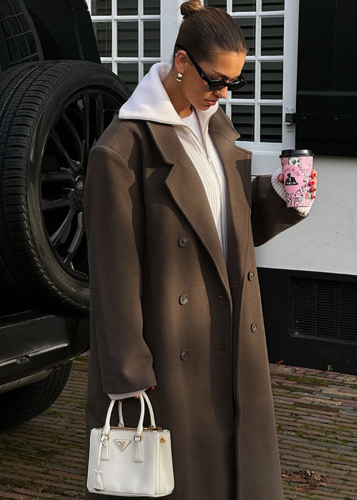 Classic Double-Breasted Long Coat Outerwear & Coats