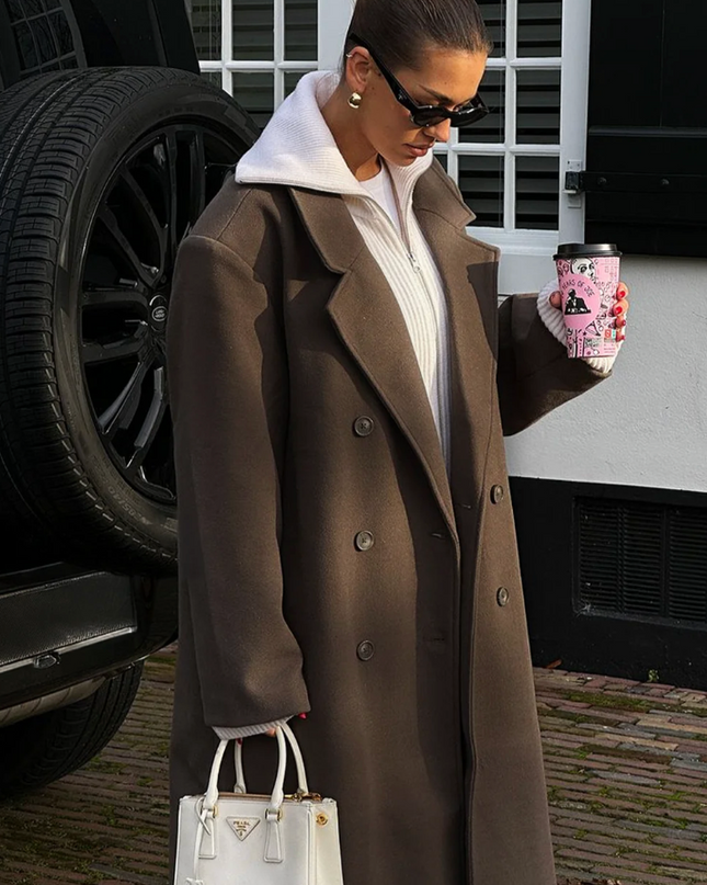 Classic Double-Breasted Long Coat Outerwear & Coats