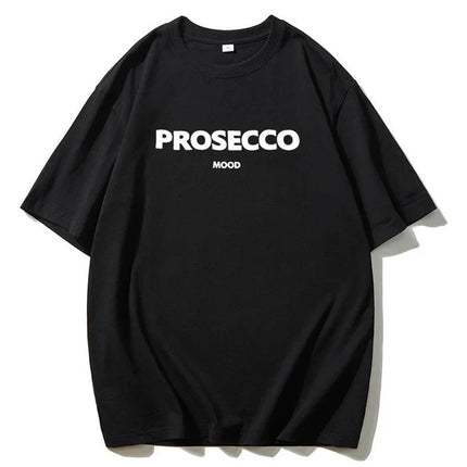 Prosecco Mood | Oversized Streetwear Cotton T-shirt Black