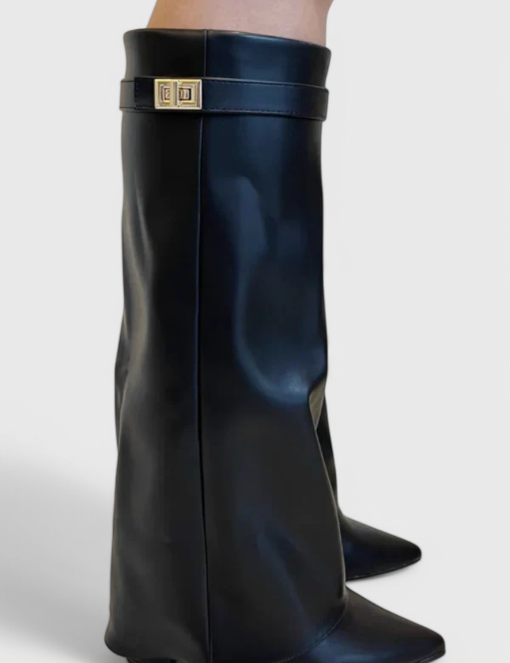 Raya Sleek Everyday Boots Black Leather Boots