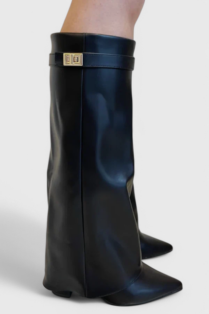 Raya Sleek Everyday Boots Black Leather Boots