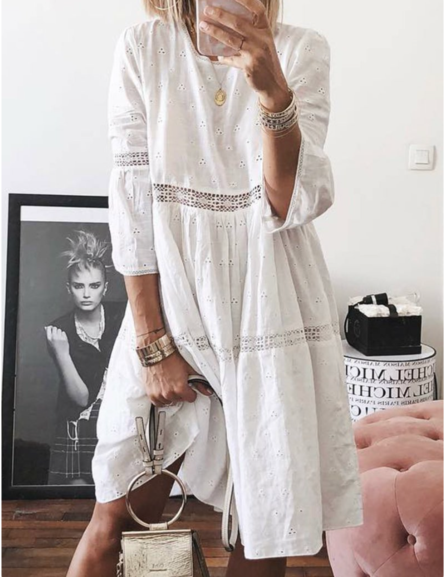 Flore | Classic Elegant Dress White Dresses