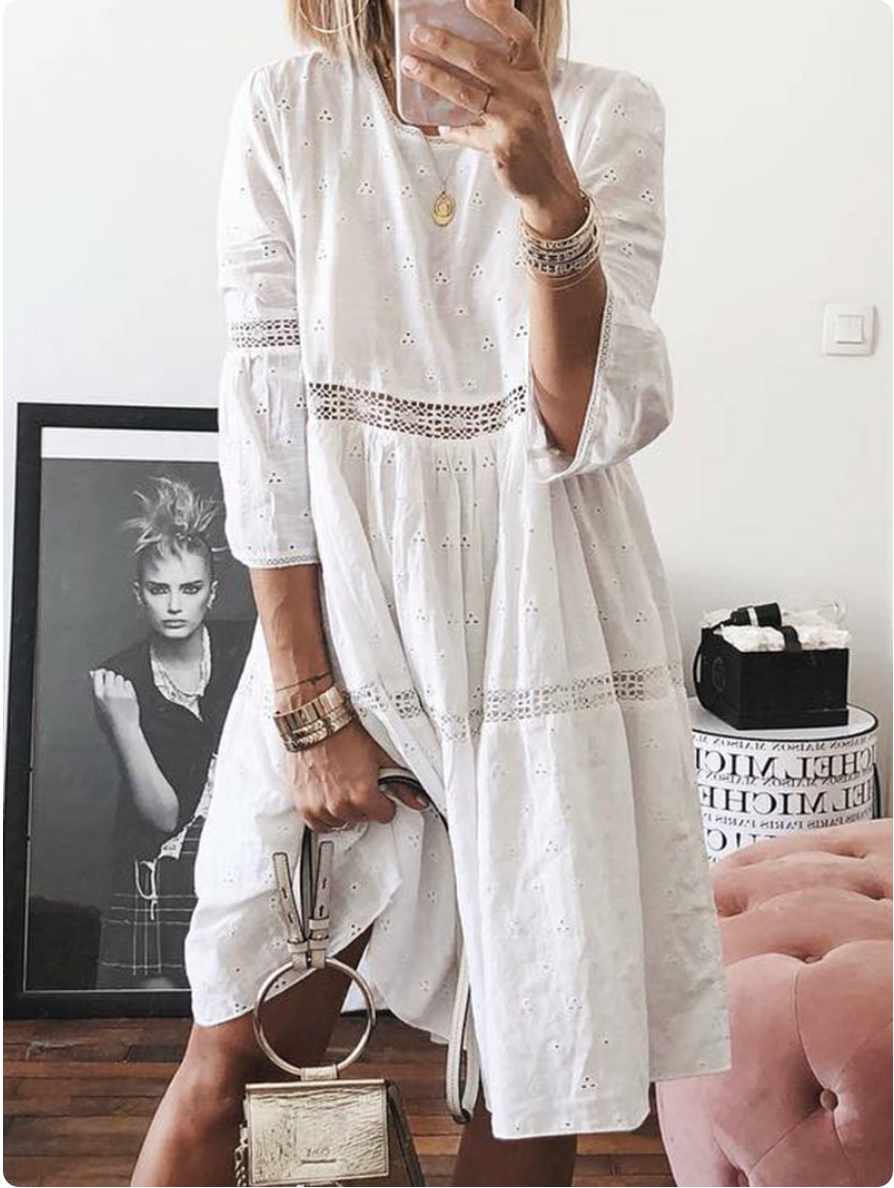 Flore | Classic Elegant Dress White Dresses