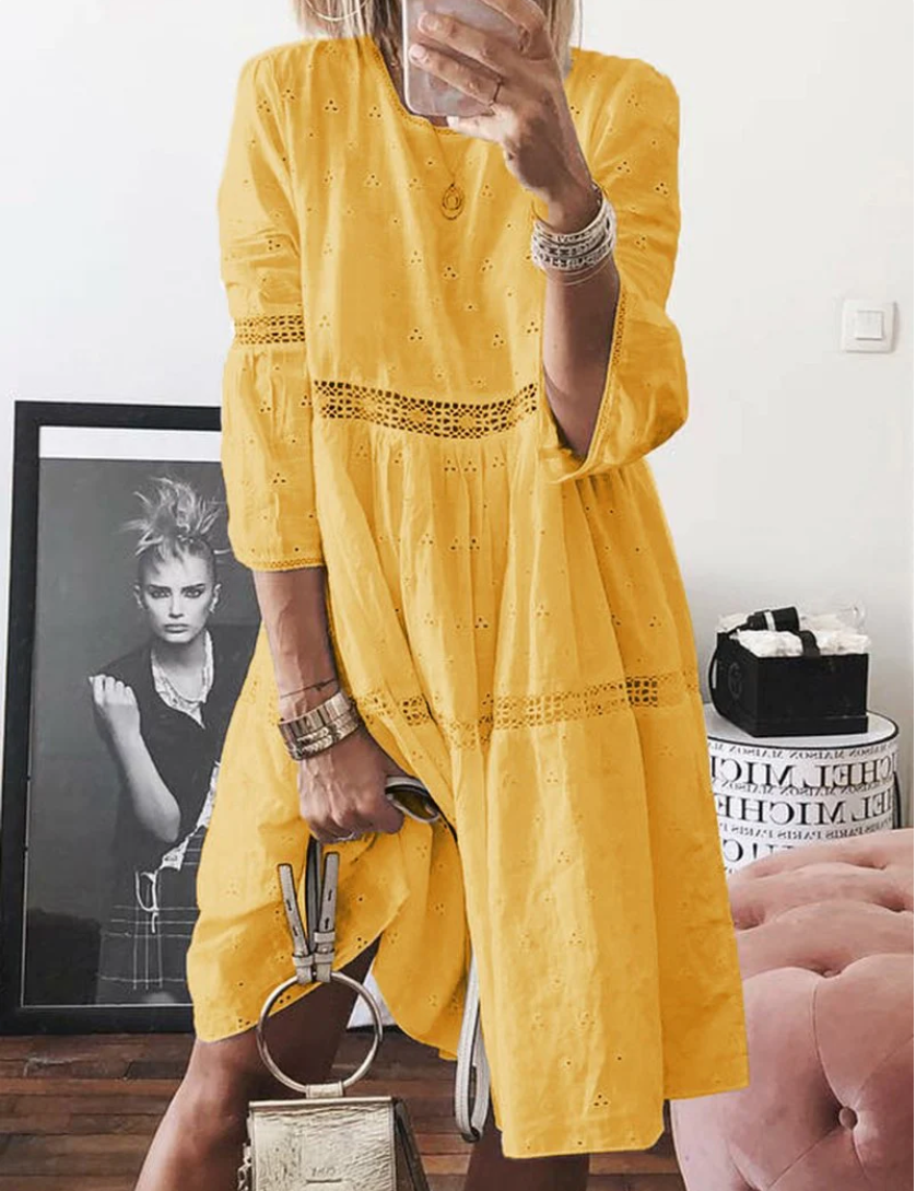 Flore | Classic Elegant Dress Yellow Dresses