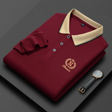 Classic Knit Polo Shirt for Men Red Shirts
