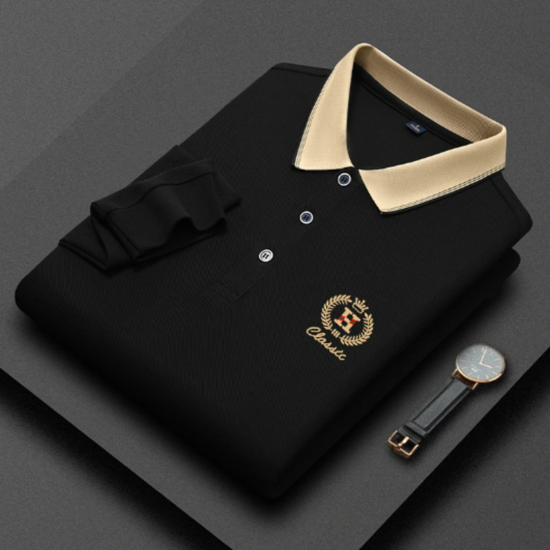 Classic Knit Polo Shirt for Men Black Shirts