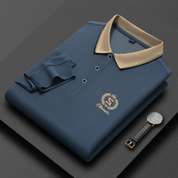Classic Knit Polo Shirt for Men Blue Shirts