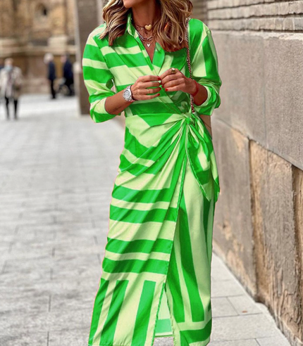 SOLANA | Printed Wrap Dress Green Dresses