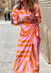 SOLANA | Printed Wrap Dress Orange Pink (Almost sold out) Dresses