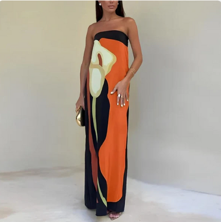 Veneta™ - Elegance Dress Orange Dresses