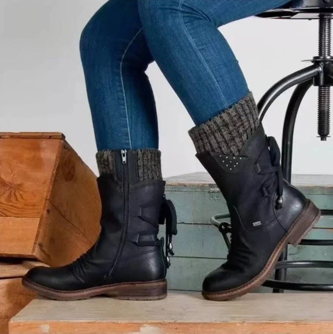 Julia | Wool Boots With Orthopedic Black Boots