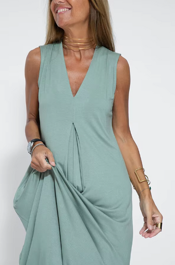 Helen™ | Elegant Sleeveless Dress Olive Green Dresses