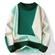 Patchwork Pullover Sweater Green Patchwork Pullover Sweater