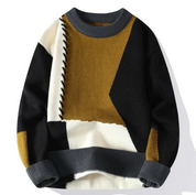 Patchwork Pullover Sweater Brown Patchwork Pullover Sweater