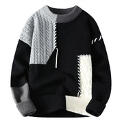 Patchwork Pullover Sweater Black Patchwork Pullover Sweater