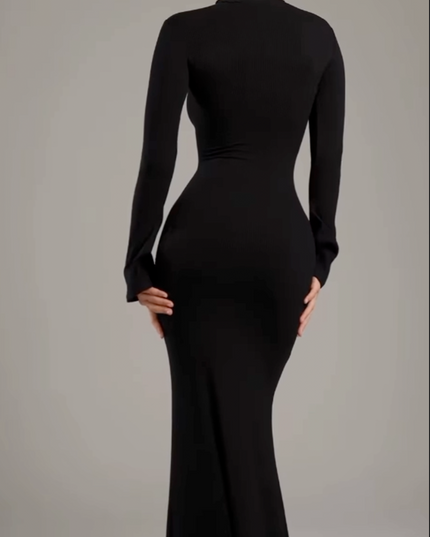 Noire™｜Turtleneck Maxi Dress Dress