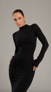 Noire｜Turtleneck Maxi Dress - OKOHOKO™ FASHION