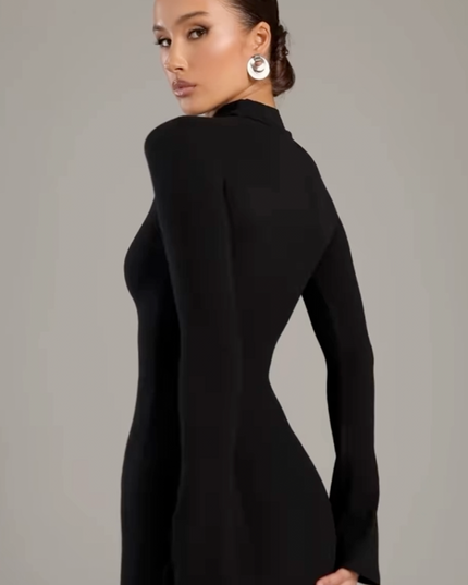 Noire™｜Turtleneck Maxi Dress Dress