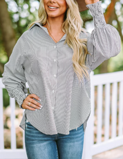 Aubrielle™ | Midlength Sleeves Gray Blouse