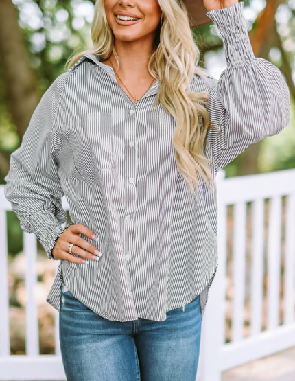 Aubrielle™ | Midlength Sleeves Gray Blouse