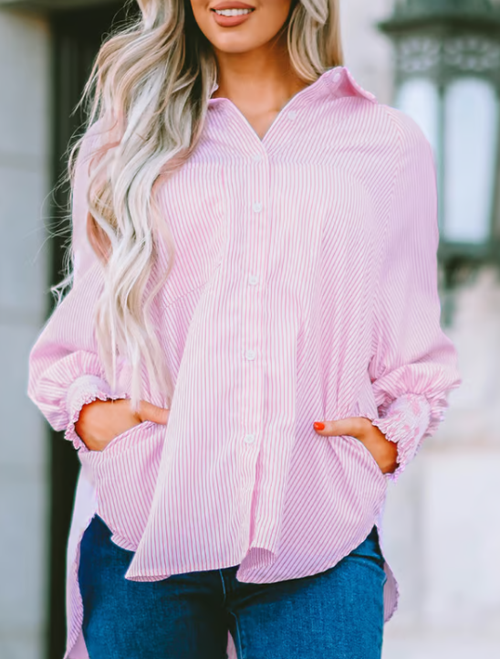 Aubrielle™ | Midlength Sleeves Pink Blouse