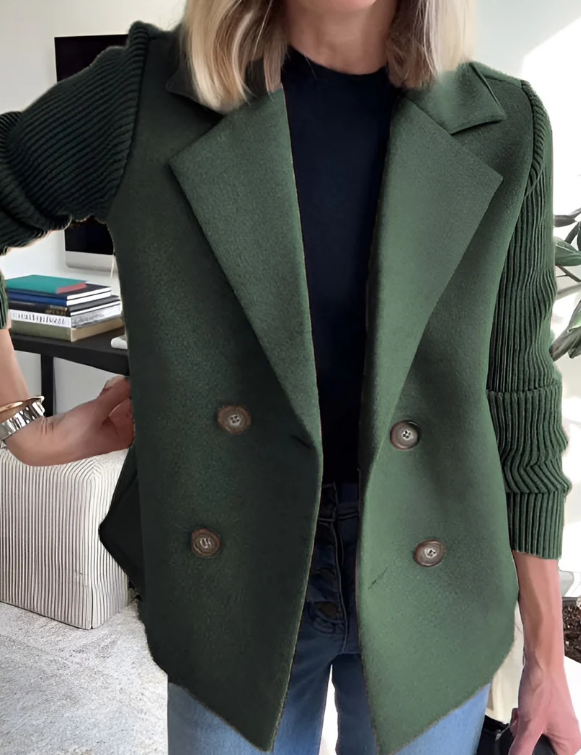 Kimora™ | Knitted Long Sleeve Coat Green Coat