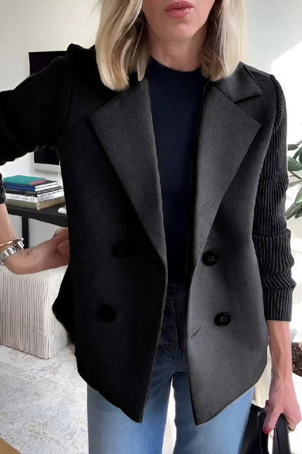 Kimora™ | Knitted Long Sleeve Coat Black Coat