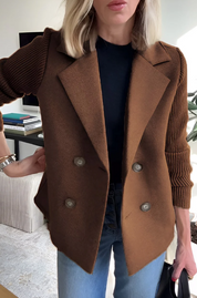 Kimora™ | Knitted Long Sleeve Coat Brown Coat