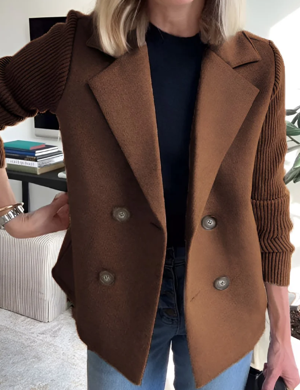 Kimora™ | Knitted Long Sleeve Coat Brown Coat