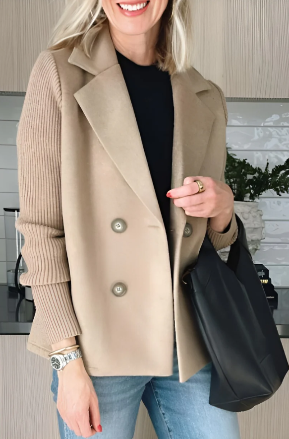 Kimora™ | Knitted Long Sleeve Coat Khaki Coat