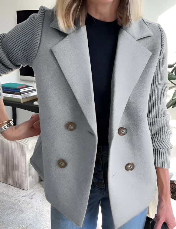 Kimora™ | Knitted Long Sleeve Coat Gray Coat