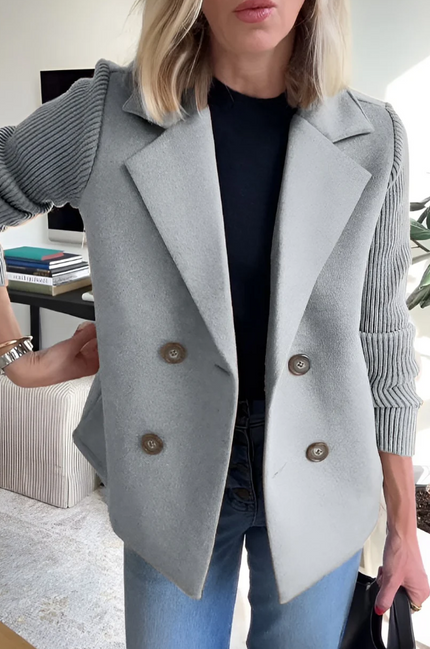 Kimora™ | Knitted Long Sleeve Coat Gray Coat