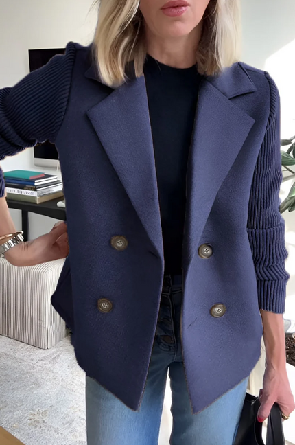 Kimora™ | Knitted Long Sleeve Coat Blue Coat